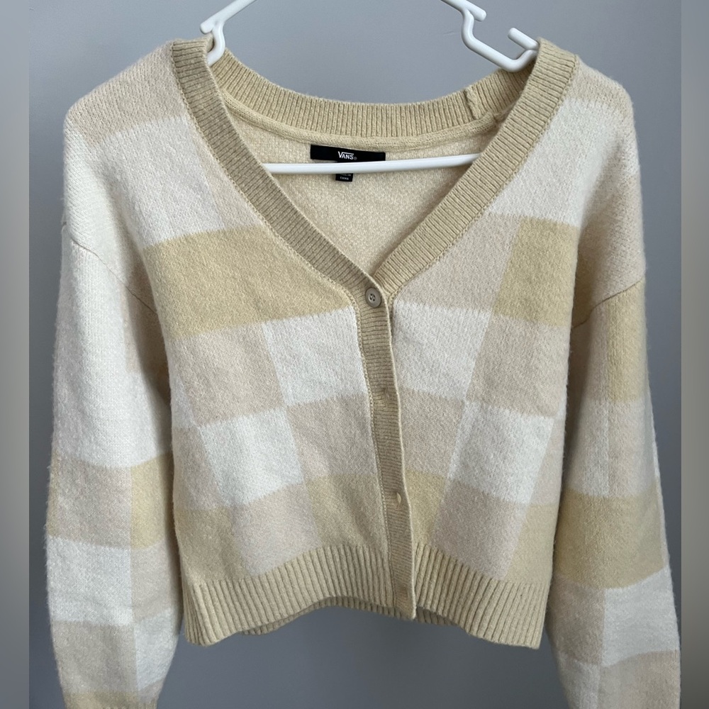 Vans Cream Cardigan Sweater Knit